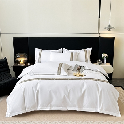 Lençóis de hotel bordados elegantes luxo suave