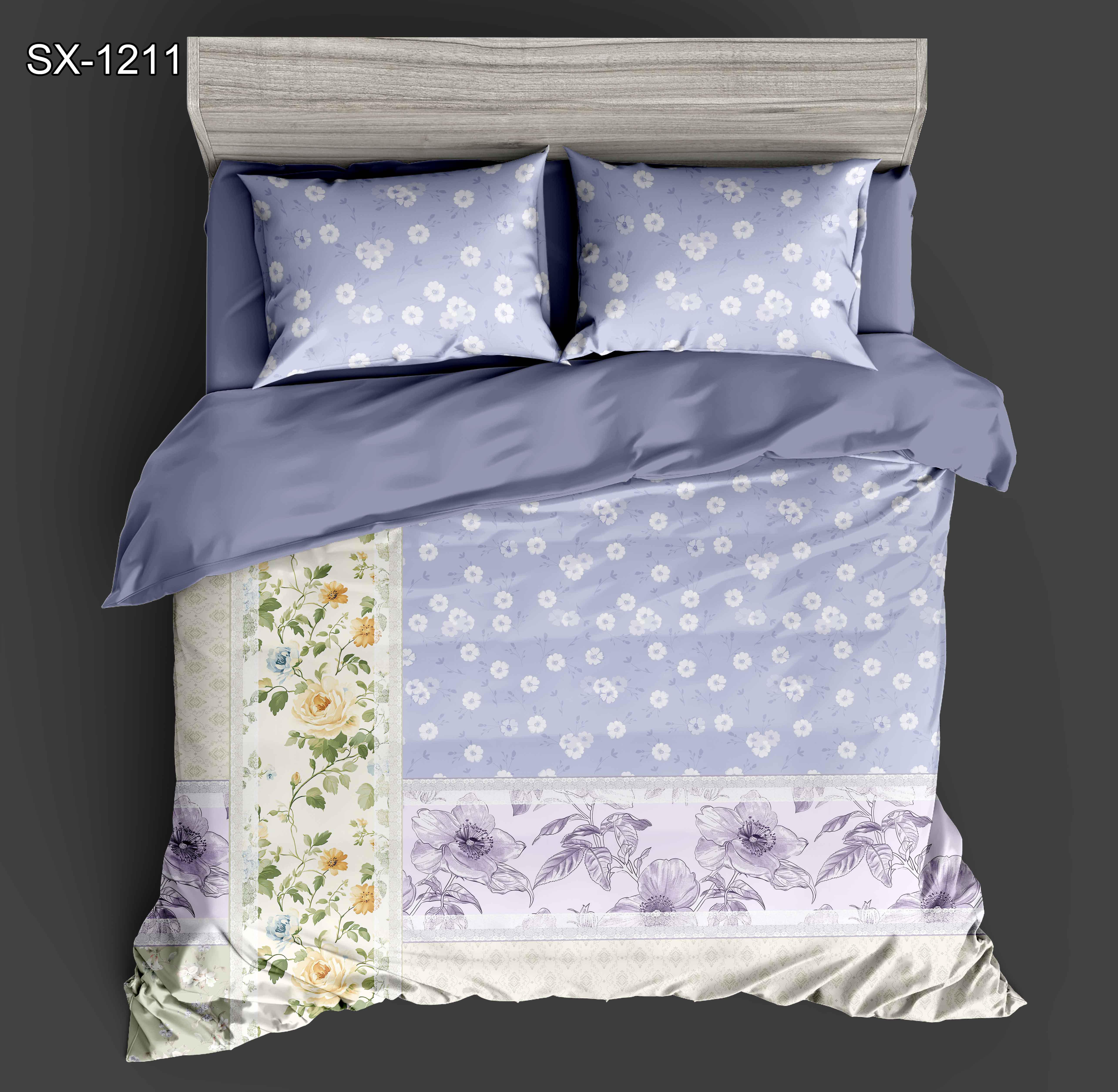 Folha de cama impressa digital 5D Conjunto com retalhos de retalhos de design de padrões florais e vintage