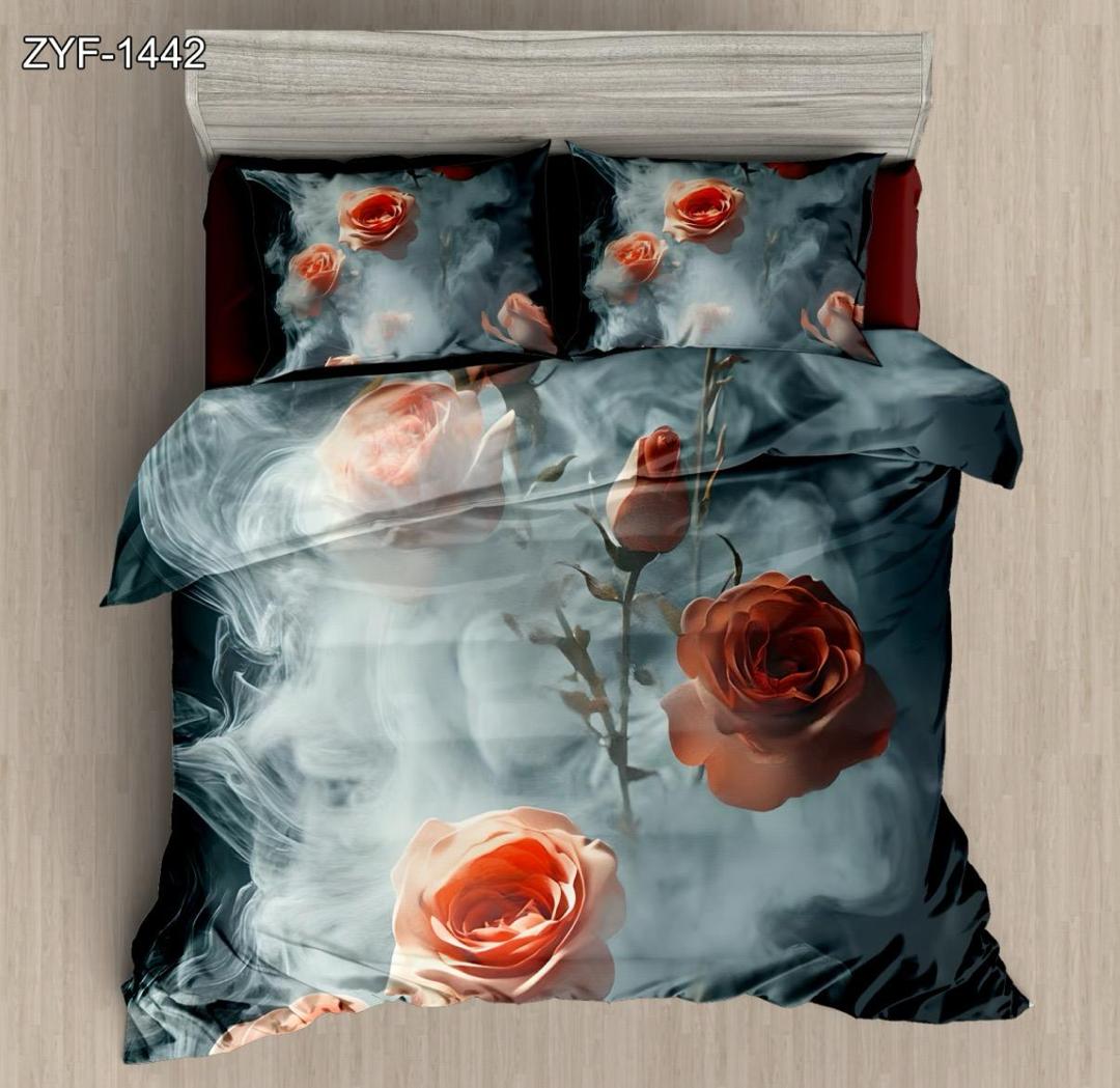 5D Digital Impresso Campa Floral com rosa vermelha e design de efeitos de fumaça
