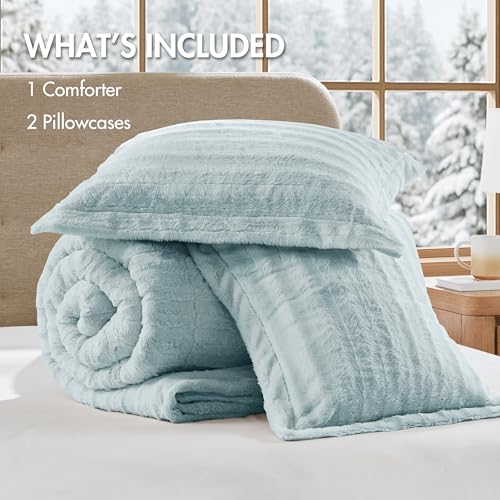 Conjunto de capa de edredom de pele sintética, conjunto de cama de pelúcia ultramacio com textura canelada, conjunto de capa de edredom de luxo aconchegante