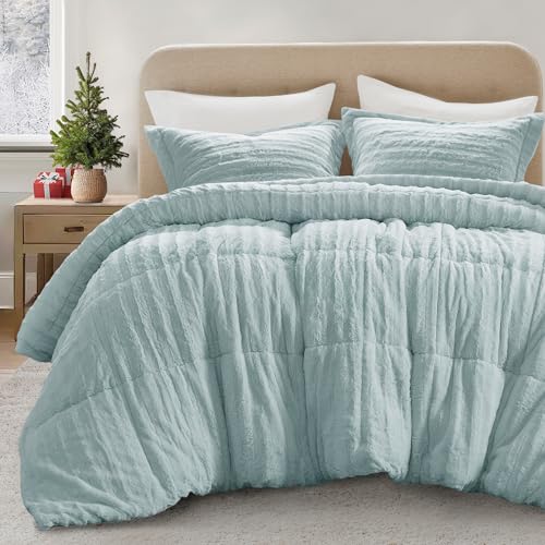 Conjunto de capa de edredom de pele sintética, conjunto de cama de pelúcia ultramacio com textura canelada, conjunto de capa de edredom de luxo aconchegante